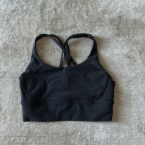 LULULEMON Black Energy Longline Bra Ribbed Luxtreme Medium Support Size 8
